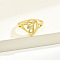 Brass Alphabet Adjustable Rings for Women, Cadmium Free & Nickel Free & Lead Free, with Heart, Letter J, 17mm, US Size 6 1/4(16.7mm)