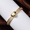 Rack Plating Brass Micro Pave Cubic Zirconia Hinged Bangles, Lead Free & Cadmium Free, Real 18K Gold Plated, Heart, Inner Diameter: 2-3/8 x1-3/4 inch(5.9xx4.45cm)