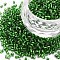 Glass Bugle Beads, Silver Lined, Green, 1.8~2.2x1.8~2mm, Hole: 0.8~0.9mm, about 15000pcs/pound