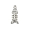 Rack Plating Brass Micro Pave Cubic Zirconia Pendants, Fishbone Charms, Lead Free & Cadmium Free, Long-Lasting Plated, Platinum, 17x7x2.5mm, Hole: 1.2mm