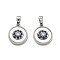 Brass Micro Pave Cubic Zirconia Charms, Cadmium Free & Nickel Free & Lead Free, Flat Round, with Shell, Platinum, 14x12x3.5mm, Hole: 4x3mm