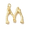 Rack Plating Brass Pendants, Long-Lasting Plated, Cadmium Free & Lead Free, Real 18K Gold Plated, with Jump Ring, Letter M, 36.5x34.5x6.3mm, Hole: 5mm