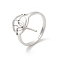 Non-Tarnish 304 Stainless Steel Hollow Lotus Adjustable Ring, Stainless Steel Color, US Size 6(16.5mm)