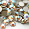Glass Flat Back Rhinestone, Grade A, Back Plated, Faceted, AB Color, Half Round, White Opalite, 2.7~2.8mm
