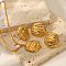 Autumn Winter High-End Stainless Steel Earrings & Rings & Necklace Sets for Women, Flat Round, Real 18K Gold Plated