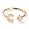 Brass Micro Pave Clear Cubic Zirconia Cuff Rings, Open Rings, Long-Lasting Plated, Real 18K Gold Plated, Letter.C, US Size 6, Inner Diameter: 17mm