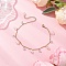 304 Stainless Steel Link Chain Anklets, with Synthetic Moonstone for Women, White, 9-1/8 inch(232mm)