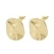 Brass Stud Earrings, Twist Oval, Real 18K Gold Plated, 20.5x18.5mm