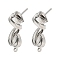 Brass Stud Earring Findings, Cadmium Free & Nickel Free & Lead Free, with Loops, Twist, Platinum, 28x10mm, Hole: 1.4mm, Pin: 10x0.8mm