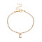 Fashionable and Creative Rhinestone Anklet Bracelets, English Letter E Hip-hop Creative Beach Anklet for Women, Golden