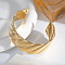 Elegant Stainless Steel Cuff Bangles for Women, Spiral, Real 18K Gold Plated, 7-7/8x1-1/8 inch(20x2.92cm), Inner Diameter: 2-5/8 inch(6.8cm)