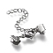 Tarnish Resistant 304 Stainless Steel Curb Chain Extender, with Lobster Claw Clasps and Ribbon Crimp Ends, Stainless Steel Color, 25mm long, Ribbon Ends: 5.5x6.5mm