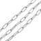 304 Stainless Steel Cable Chains, Soldered, Rectangle, with Spool, Stainless Steel Color, 6.5x2.5x0.5mm