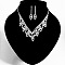 Leaf Brass Pave Clear Cubic Zirconia & Rhinestone Pendant Necklaces & Stud Earrings Sets, Platinum, 316mm