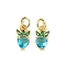 Brass Micro Pave Cubic Zirconia Charms, with Jump Rings, Long-Lasting Plated, Strawberry, Dodger Blue, 12x6x3.5mm, Hole: 3mm
