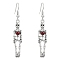 Alloy Enamel Pendant Dangle Earrings, Halloween Elements, Skeleton, Red, 56x9mm