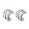 Rack Plating Brass Micro Pave Clear Cubic Zirconia 4-Strand Ring Cuff Earrings for Women, Cadmium Free & Lead Free, Long-Lasting Plated, Platinum, 17x15mm