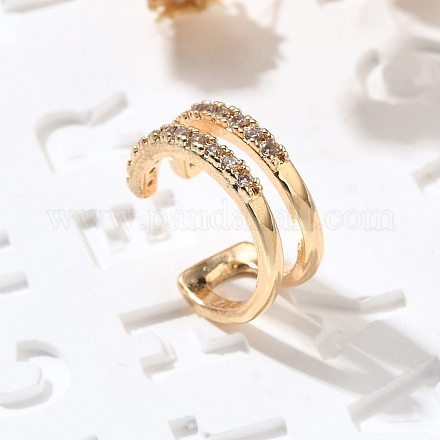 Серьги-каффы из латуни с прозрачным кубическим цирконием EJEW-Q025-03A-G-1