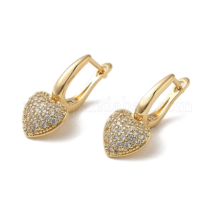 Серьги-кольца из латуни с микропаве из кубического циркония EJEW-L271-27KCG-1