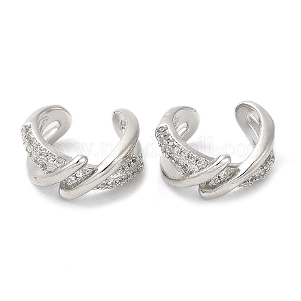 Серьги-каффы из латуни с микропаве и фианитами EJEW-E290-08P-1