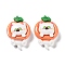 Cartoon White Cat Resin Decoden Cabochons, Cute kitten, Tangerine, 31x22.5x11mm