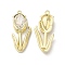 Alloy Pendant, with Glass, Light Gold, Lead Free & Cadmium Free, Tulip Flower of Life Charm, Clear, 32x14x5.5mm, Hole: 1.6mm
