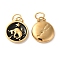 Ion Plating(IP) 304 Stainless Steel Enamel Pendants, with Jump Ring, Flat Round with Constellation, Golden, Taurus, 20.5x17x2.5~3.5mm, Hole: 4x6mm