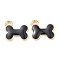 Bone Alloy Enamel Pendants, Light Gold, Black, 11.8x12.8x2.2mm, Hole: 1.5mm