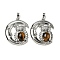 Natural Tiger Eye Pendants, Owl Charms with Rack Plating Brass Moon, Platinum, Cadmium Free & Lead Free, 38.5x31.5x8mm, Hole: 8x5mm