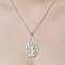 Non-Tarnish 201 Stainless Steel Hollow Teardrop with Sun Pendant Necklace, Stainless Steel Color, 17.72 inch(45cm)