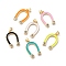 Eco-friendly Brass Micro Pave Cubic Zirconia Pendants, with Enamel, Long-Lasting Plated, Real 18K Gold Plated, Cadmium Free & Lead Free, U-shaped, Mixed Color, 24.5x16x2mm, Hole: 4x3.8mm