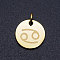 201 Stainless Steel Charms, Twelve Constellations, with Jump Rings, Flat Round, Cancer, 12x1mm, Hole: 3.5mm