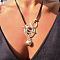 Bohemian Style Alloy & CCB Plastic OT Pendant Necklaces, Black Waxed Cord Necklaces, Silver, 16.54 inch(42cm)