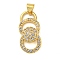 Rack Plating Brass Micro Pave Cubic Zirconia Pendants, Lead Free & Cadmium Free, Long-Lasting Plated, Real 18K Gold Plated, Ring, Real 18K Gold Plated, 22x10.5x4.5mm, Hole: 3.4mm