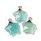 Natural Amazonite Pendants, with Rack Plating Brass Findings, Star, 18x15x6mm, Hole: 2mm