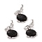 Natural Lava Rock Bunny Pendants, with Brass Findings, Rabbit, Platinum, 28x23x7mm, Hole: 5x7mm