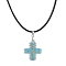 Glass Seed Cross Pendant Necklaces, with Nylon Cords, Sky Blue, 19.49 inch(49.5cm)