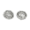 Brass Micro Pave Clear Cubic Zirconia Bead Caps, Flower, Platinum, 14.5x6.5mm, Hole: 1.6mm