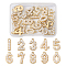20Pcs 10 Style Alloy Pendants, with White Resin Imitation Pearl, Number 0~9, Golden, 16.5~17x4~12x3.5mm, Hole: 1.6mm, 2pcs/style