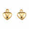 Brass Charms, Nickel Free, Heart, Real 18K Gold Plated, 9.5x8x4mm, Hole: 1.4mm