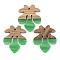 Opaque Resin & Walnut Wood Pendants, Fleur De Lis, Green, 38x31.5x3mm, Hole: 2mm
