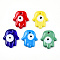 Handmade Lampwork Pendants, Hamsa Hand with Evil Eye, Mixed Color, 35x29x4.5~5.5mm, Hole: 4mm