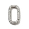 Brass Micro Pave Clear Cubic Zirconia Spring Gate Rings, Cadmium Free & Lead Free, Oval, Platinum, 33x17.5x4mm