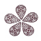 430 Stainless Steel Filigree Pendants, Spray Painted, Etched Metal Embellishments, Teardrop with Flower, Dark Red, 40x26.5x0.5mm, Hole: 1mm