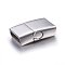 Tarnish Resistant 304 Stainless Steel Magnetic Clasps with Glue-in Ends, Curved Rectangle, Stainless Steel Color, 20x12x5mm, Hole: 3x10mm