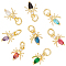 30Pcs Brass Micro Pave Cubic Zirconia Charms, Real 18K Gold Plated, Cadmium Free & Lead Free, Insect, Mixed Color, 12x8x2mm, Hole: 3.8mm