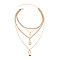 Alloy Chains 4-Layered Necklace, Cross Jesus Pendant Necklace for Women, Golden, 11.02 inch(28cm)