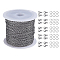 304 Stainless Steel Cable Chains, Unwelded, Flat Oval, with Jump Rings and Lobster Claw Clasps, Stainless Steel Color, 2x1.5x0.4mm