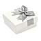 Square Cardboard Jewelry Set Box, with Polyester Bowknot Lid, Jewelry Storage Case with Velvet Sponge Inside, for Necklaces, Earrings, Rings, Dark Gray, 7.5x7.4x4.2cm