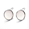 Tarnish Resistant 304 Stainless Steel Leverback Earring Settings, Flat Round, Stainless Steel Color, Tray: 16mm, 27x18x16mm, Pin: 0.7mm